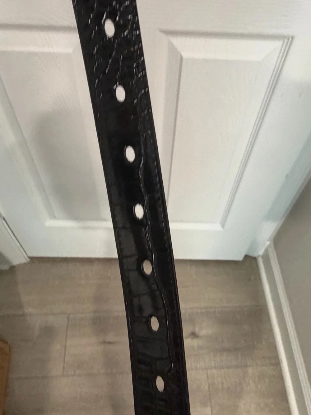 LC Lauren Conrad Black Croc-Embossed Slim Women’s Belt